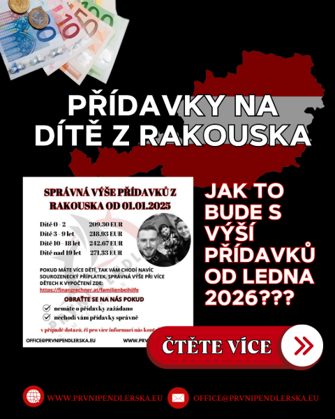 Jaká bude výše přídavků z Rakouska od ledna 2026?